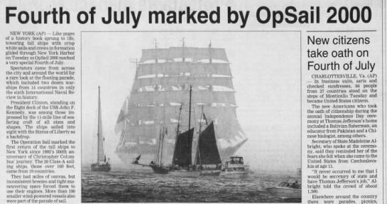 Fourth of July marked by OpSail 2000
